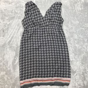 Lane Bryant Women’s Size 22 Sleeveless Midi Dress Blue Geometric V-Neck High Wai